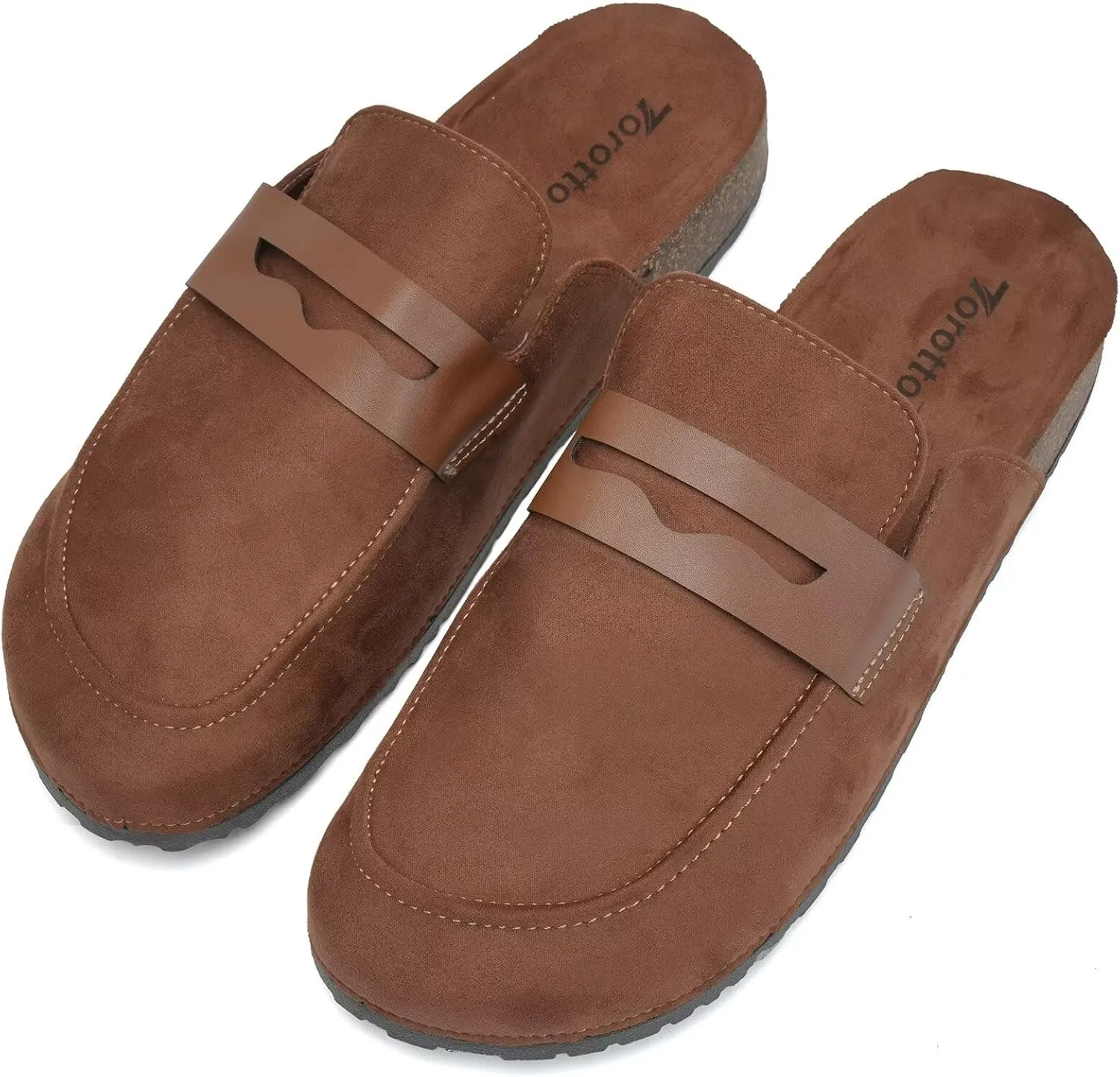 Torotto Women's Suede Clogs Cork Footbed Mules Comfort Potato Shoes with Arch Support Backless Loafers