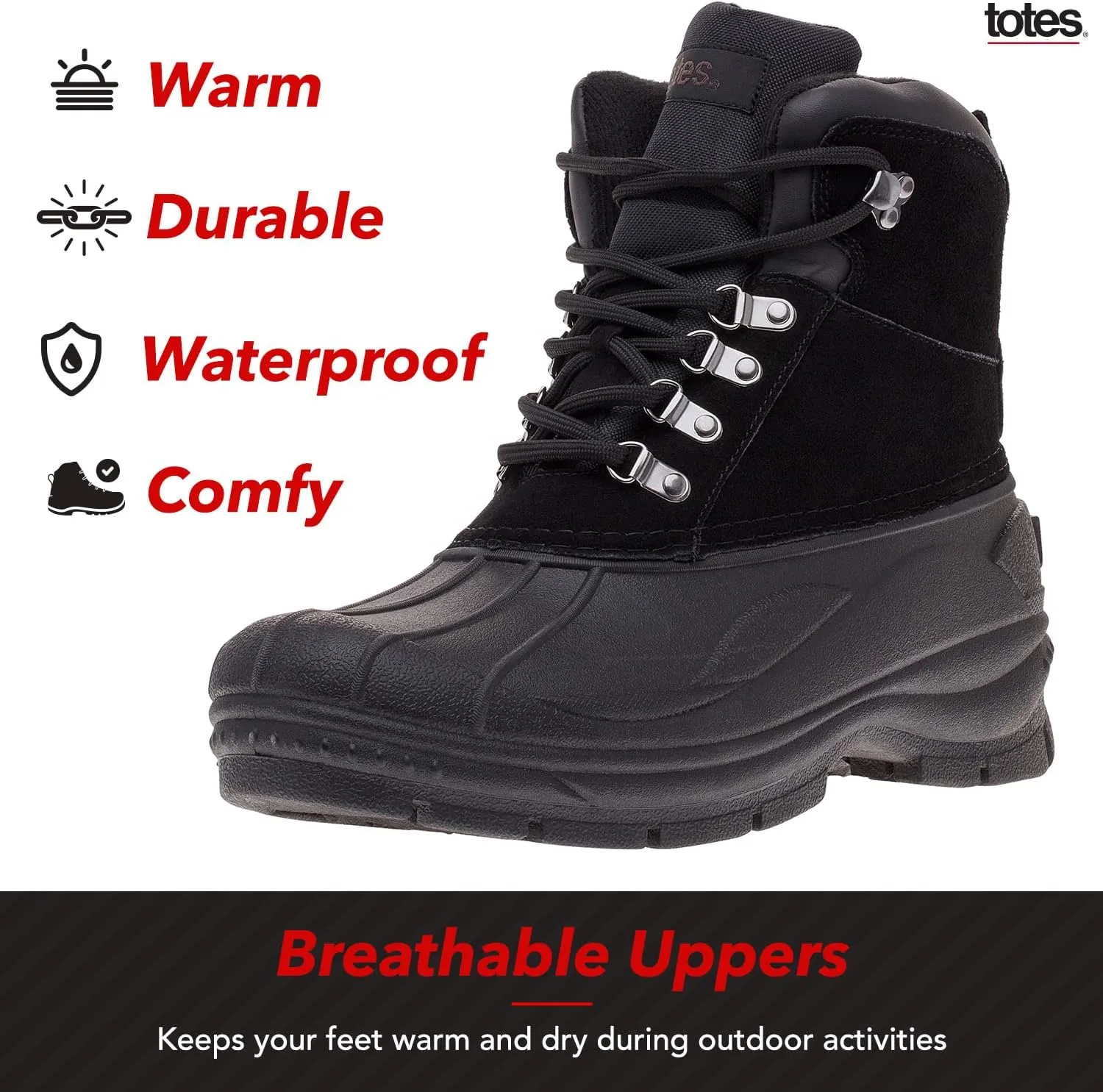 totes Men's Mike Waterproof Snow Winter Boots
