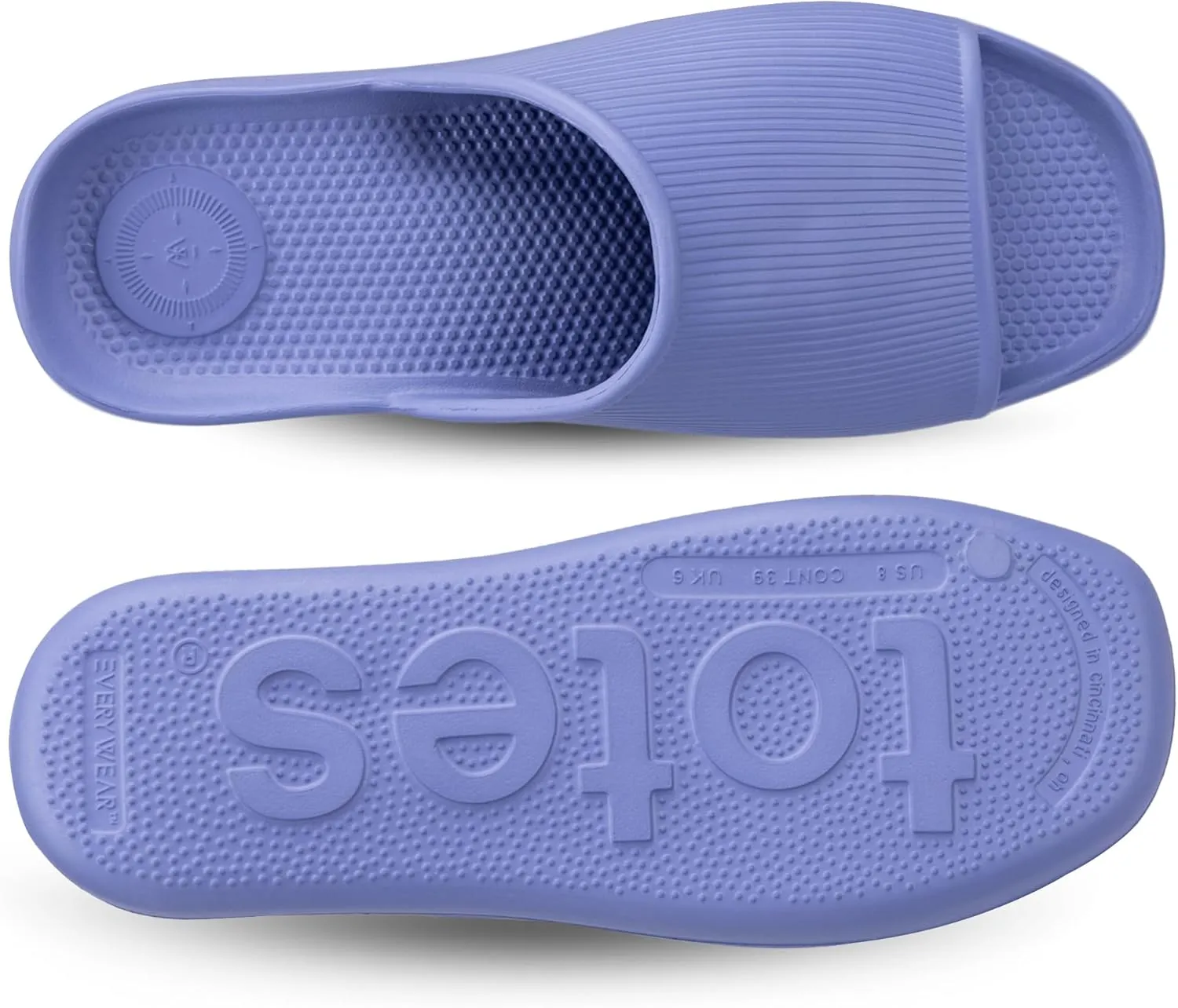totes Women's Molded Ribbed Texture Slide Sandal