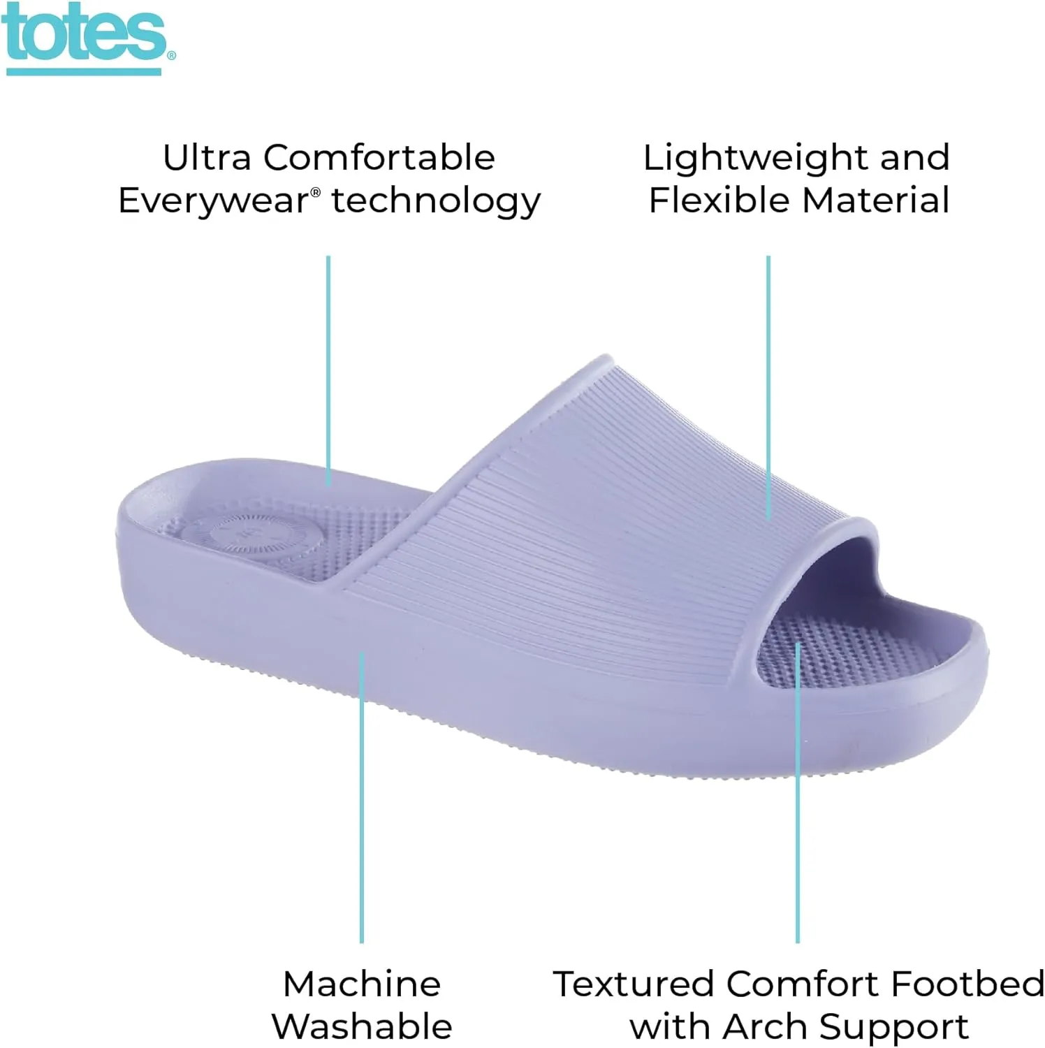 totes Women's Molded Ribbed Texture Slide Sandal