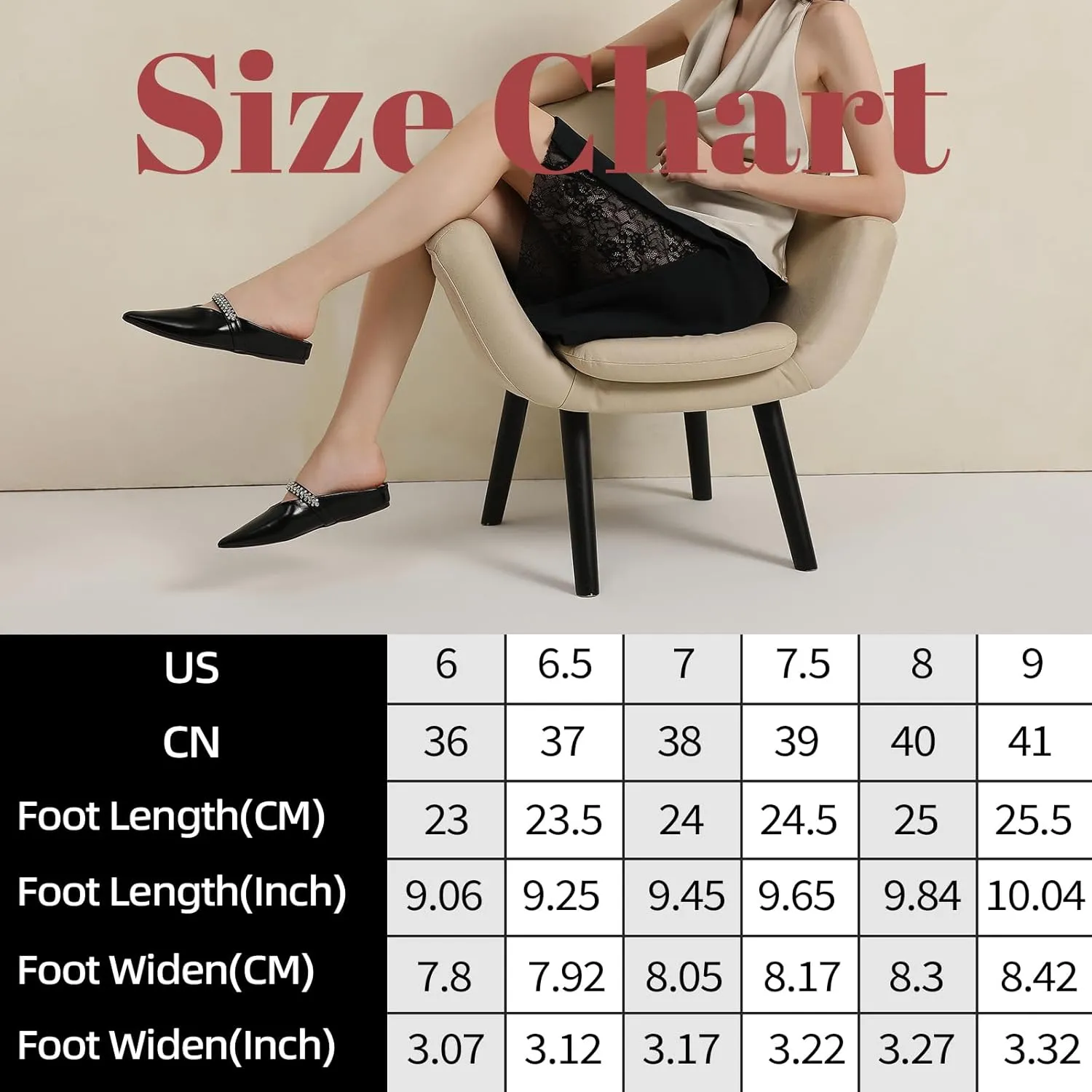 Trakxy Women's Buckle Pointed Toe Backless Mule Ballet Flats Inner Height Increase Comfortable Flat Dress Shoes Casual Work Parties Shopping