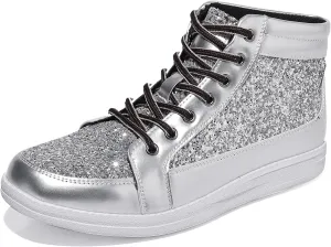 Trsorini Mens Glitter Sparkly Shoes Bling Sequin Lace Boots Fashion Sneakers High Top Casual Shiny Shoes