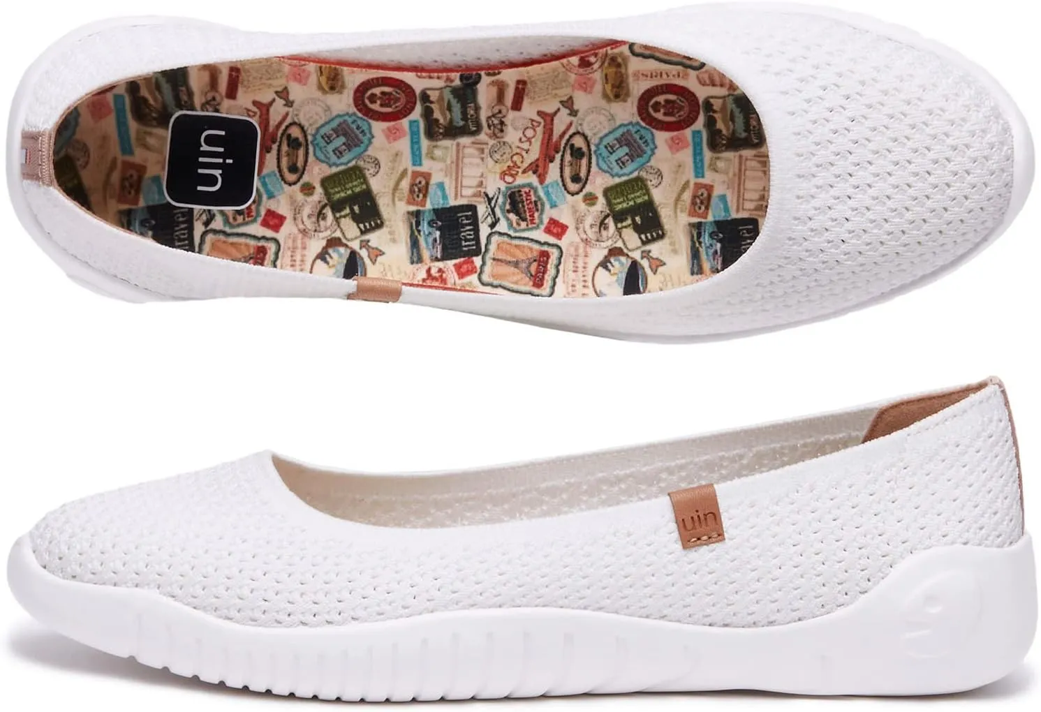 UIN Ballet Flats Shoes for Women Art Printed Wide Toe Casual Breathable Lightweight Slip On Women Loafers