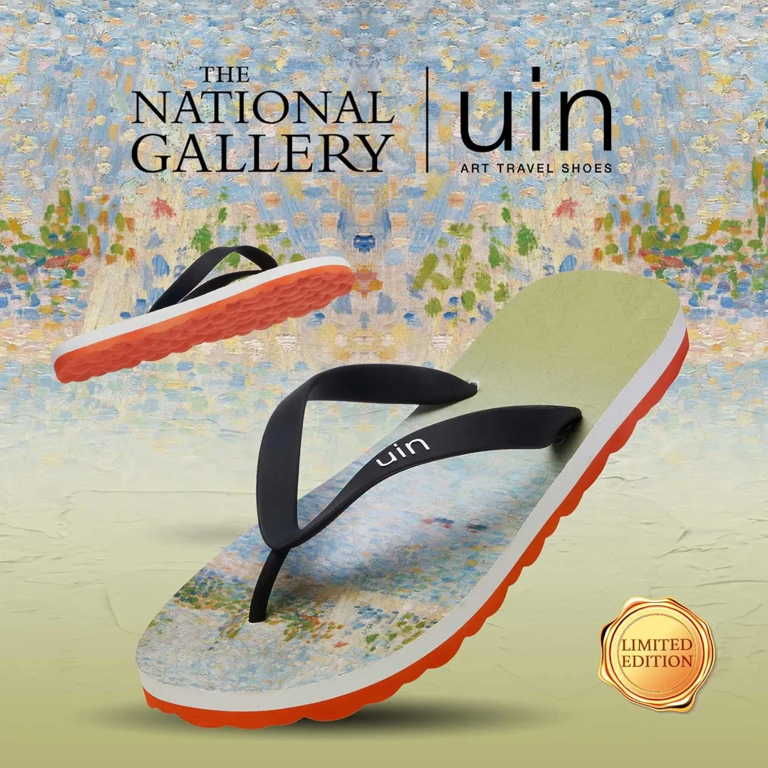 UIN Men's Flip Flops Thong Sandals Beach Summer Casual Art Painted Travel Comfort Slippers Blanes