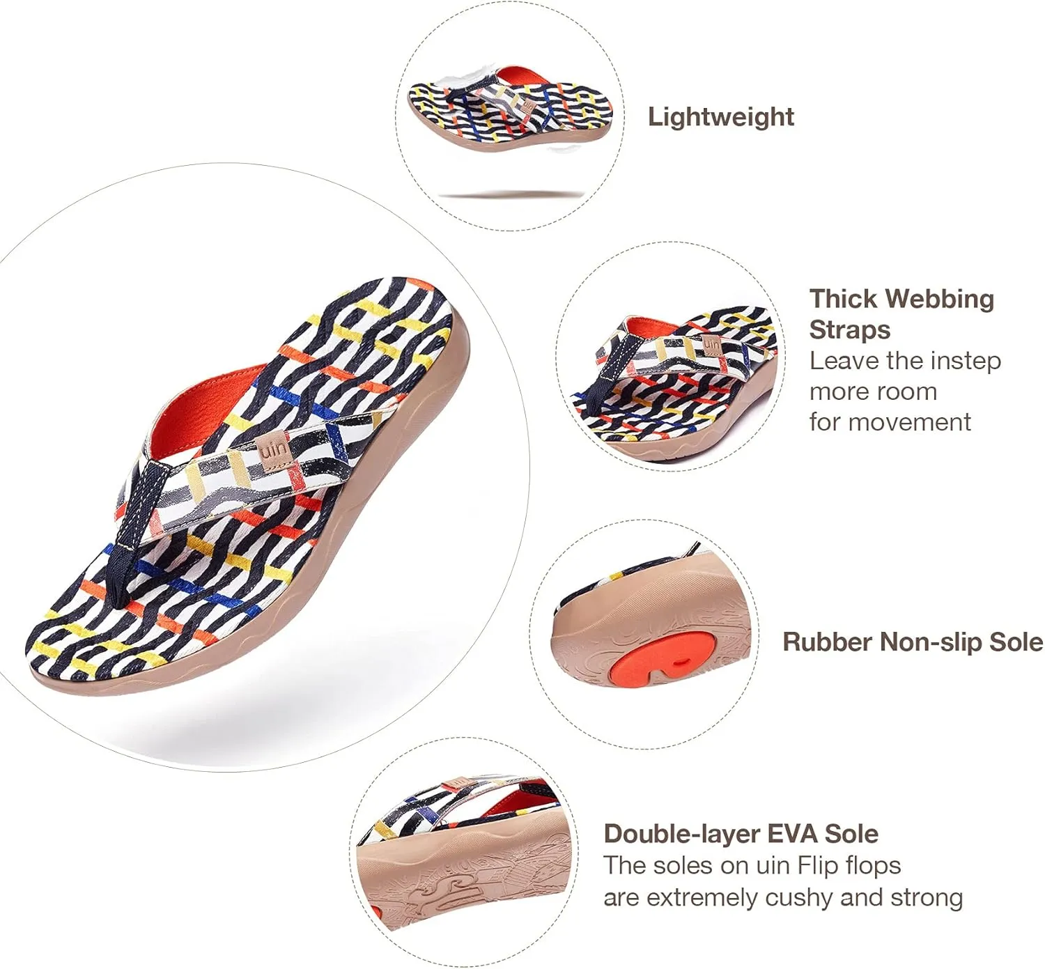 UIN Men's Flip Flops Thong Sandals Beach Summer Casual Art Painted Travel Comfort Slippers