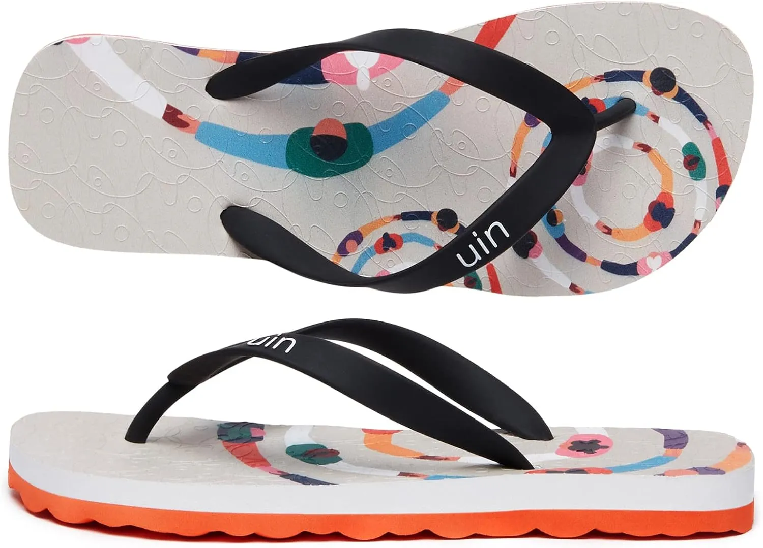 UIN Women's Flip Flops Thong Sandals Beach Summer Casual Art Painted Travel Comfort Slippers Non Slip