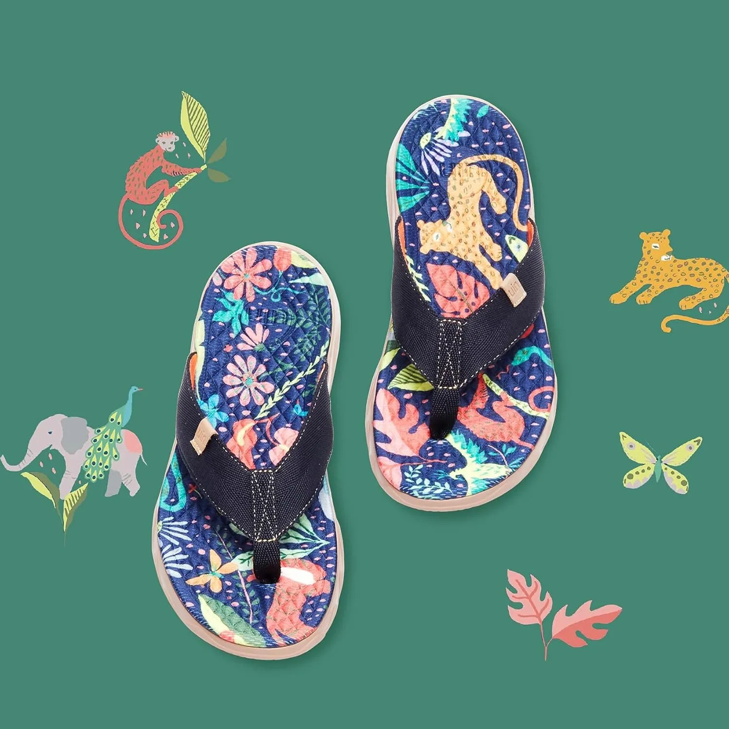 UIN Women's Flip Flops Thong Sandals Beach Summer Casual Art Painted Travel Comfort Slippers Non Slip