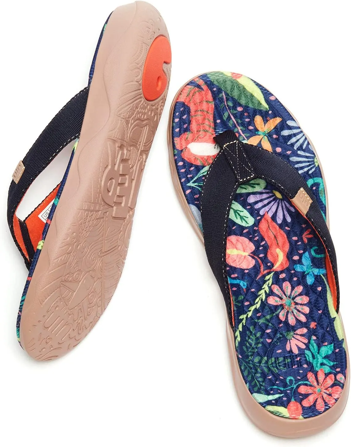UIN Women's Flip Flops Thong Sandals Beach Summer Casual Art Painted Travel Comfort Slippers Non Slip