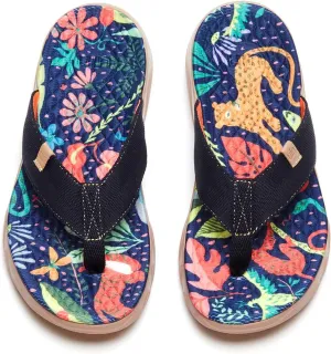 UIN Women's Flip Flops Thong Sandals Beach Summer Casual Art Painted Travel Comfort Slippers Non Slip