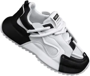 Ultra-Comfy Trendy Lace Up Sneakers - Fashion Sneakers for Outdoor Enthusiasts, Breathable Mesh, and Durable Outsole for Walking, Jogging, Camping in All Seasons Plus Size
