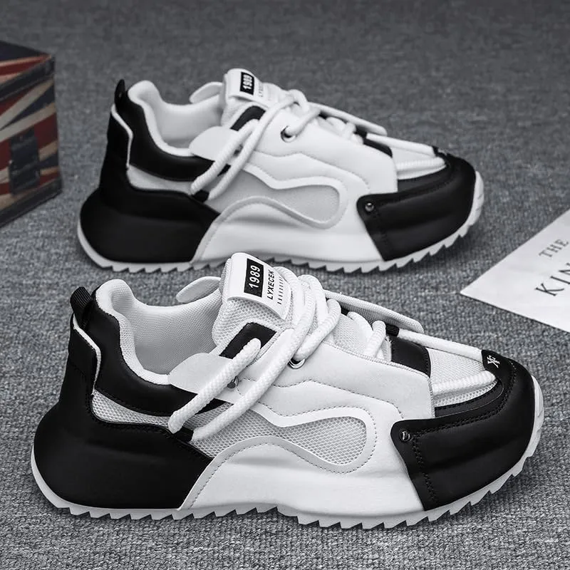 Ultra-Comfy Trendy Lace Up Sneakers - Fashion Sneakers for Outdoor Enthusiasts, Breathable Mesh, and Durable Outsole for Walking, Jogging, Camping in All Seasons Plus Size
