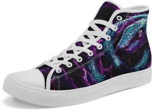 Unisex Snake Print Canvas High Top Sneakers, Lightweight Lace-Up Shoes for Walking, Outdoor Activities, and Daily Wear
