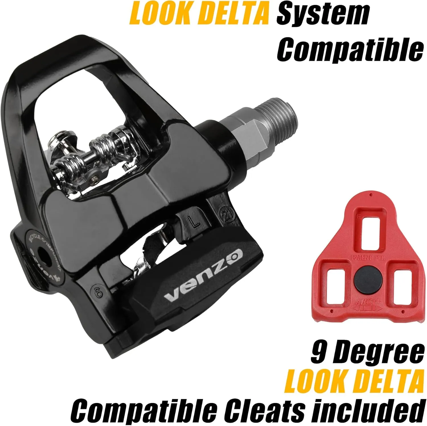 Venzo Sealed Fitness Exercise Indoor Bike Bicycle Pedals & Cleats - Compatible with Peloton, Look Delta & Shimano SPD - with Toe Cages Pedals Set or Cage Removal Tool for Indoor Fitness Exercise