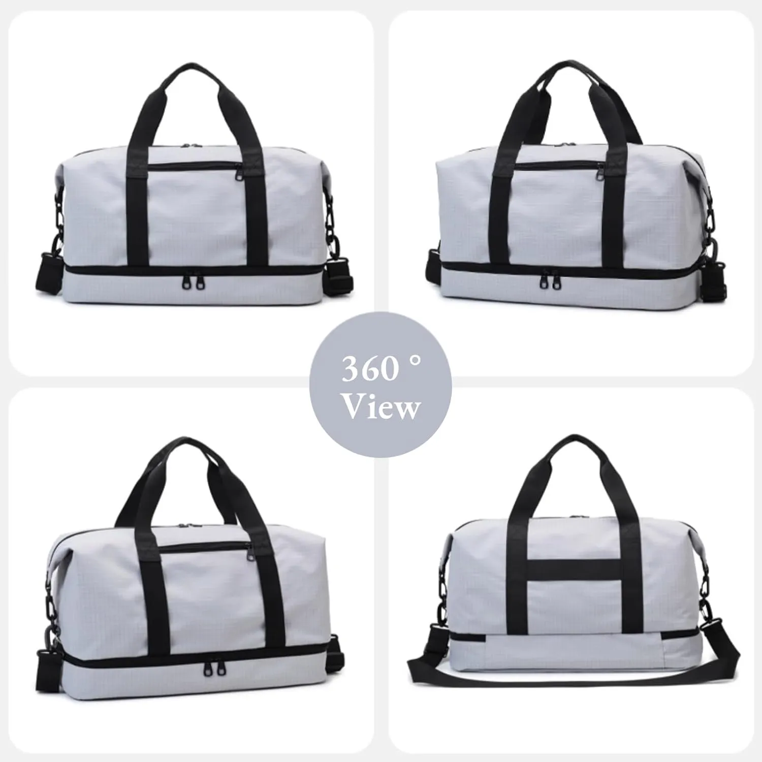 Versatile Sports Bag for Women Men - Multipurpose Gym and Travel Duffel with Wet Dry Compartment, Independent Shoe Storage, and Detachable Shoulder Strap (Grey)