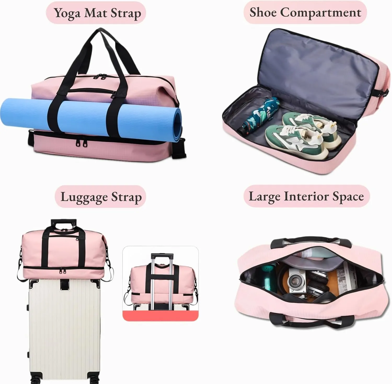 Versatile Sports Bag for Women Men - Multipurpose Gym and Travel Duffel with Wet Dry Compartment, Independent Shoe Storage, and Detachable Shoulder Strap (Grey)
