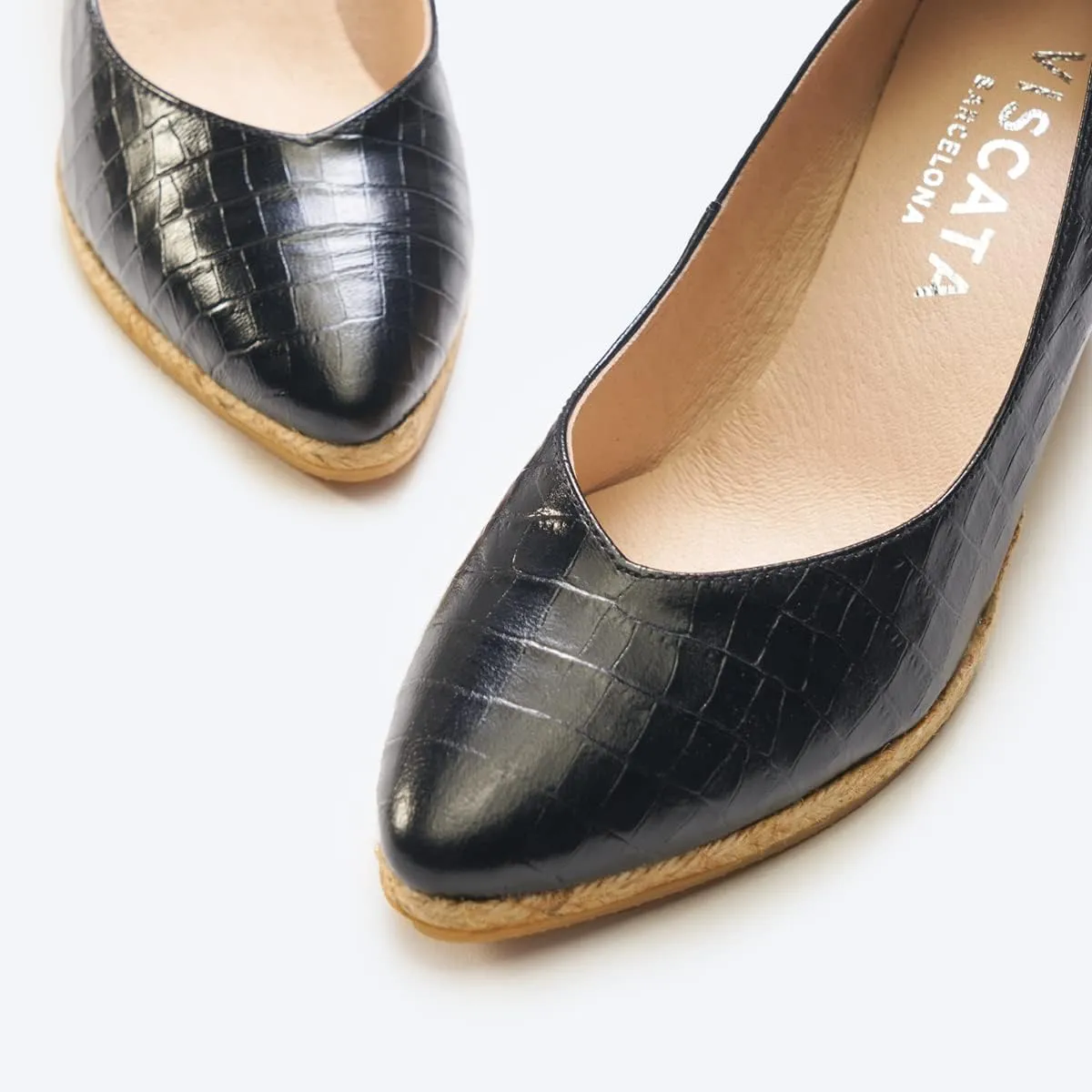 VISCATA Roses Espadrille Leather Wedges Spain Handmade 2 ½” Heel Women's Pumps with Soft, Premium Leather Upper and 100% Natural Jute Midsole for All Occasions: Casual, Work, Party