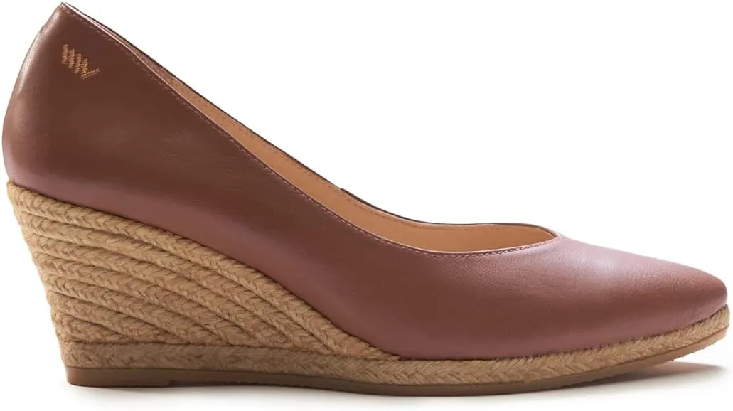 VISCATA Roses Espadrille Leather Wedges Spain Handmade 2 ½” Heel Women's Pumps with Soft, Premium Leather Upper and 100% Natural Jute Midsole for All Occasions: Casual, Work, Party