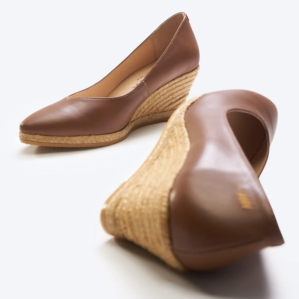 VISCATA Roses Espadrille Leather Wedges Spain Handmade 2 ½” Heel Women's Pumps with Soft, Premium Leather Upper and 100% Natural Jute Midsole for All Occasions: Casual, Work, Party