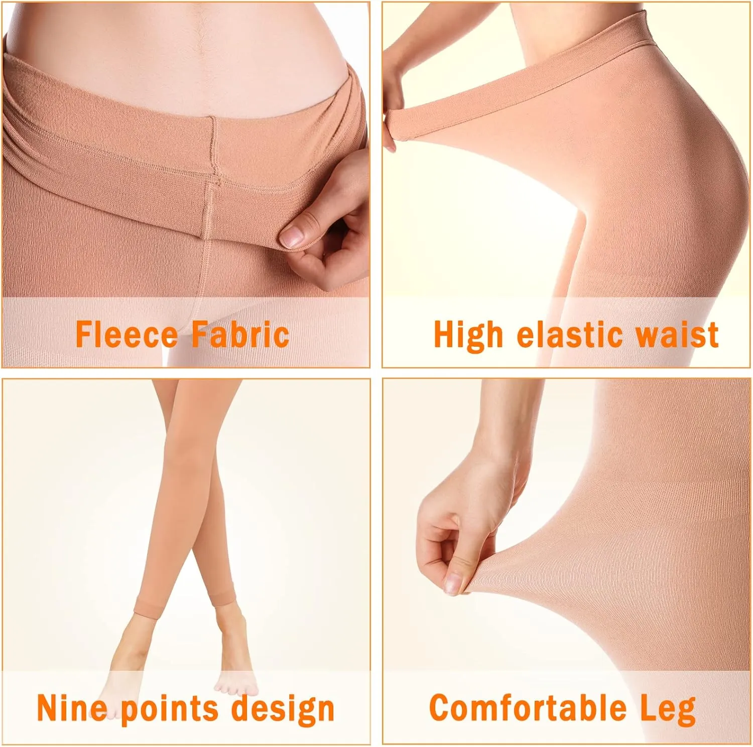 WAKUNA 2 Pairs Women's 100D Fleece Lined Tights Thermal Opaque Winter Pantyhose Slim fit