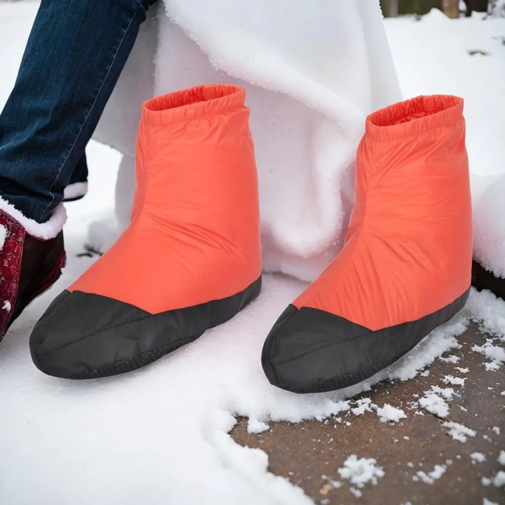 Winter Duck Down Booties Down Boots Thermal Windproof Down Slippers Warm Socks for Camping Tent Skiing Snowboard