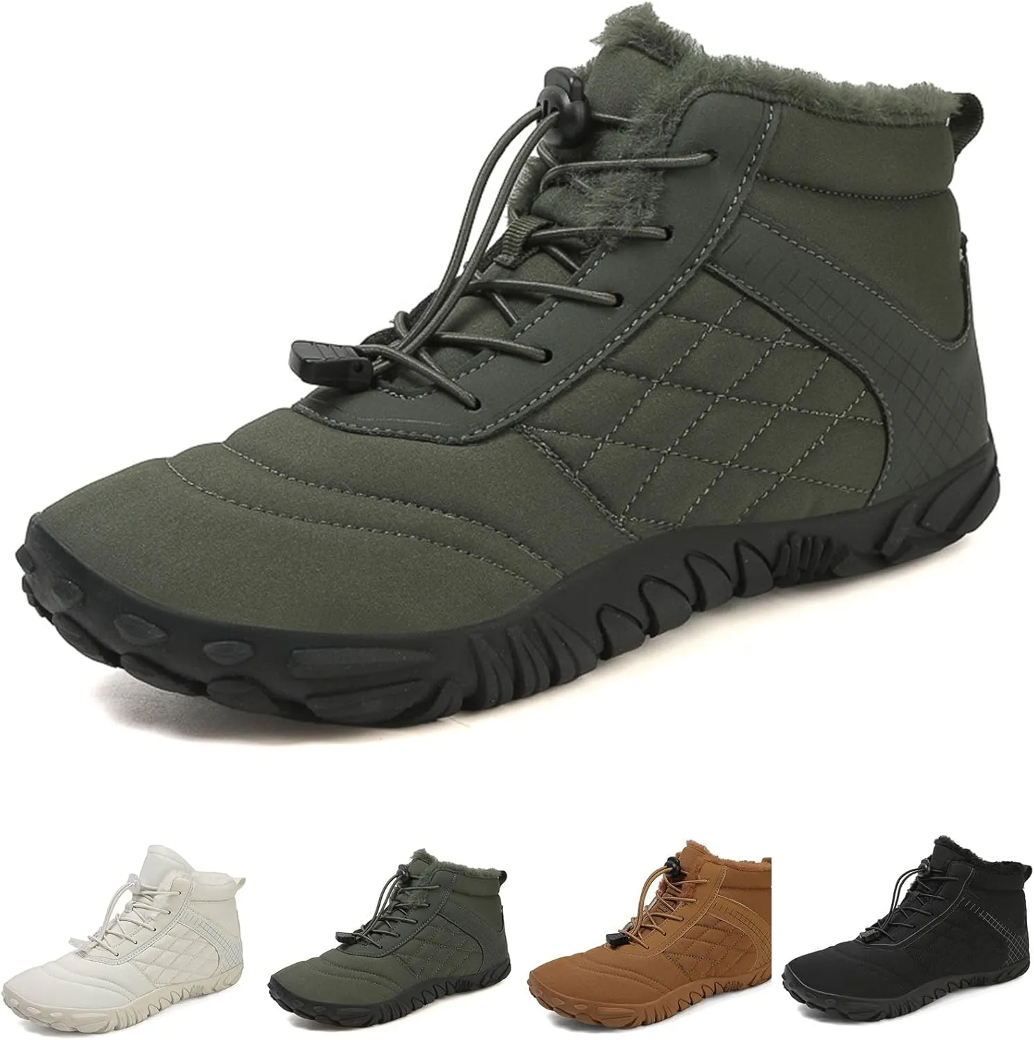 Winter Men'S Women'S Barefoot Shoes, Hiking Barefoot Winter Boots, Zero Drop Sole Trail Running Shoes Wide Toe Shoes