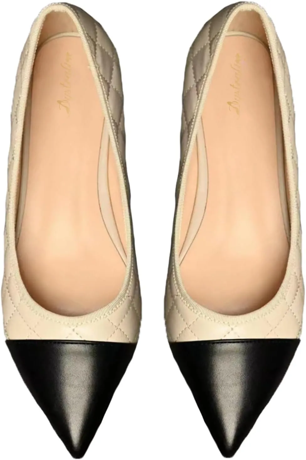 Women Comfy Cap Toe Flats Slip on Pointed toe Flat Shoes Two Tone Flat Heel Dress Shoes Casual Pointy Toe Ballet Flats Colorblock Classic Office Elegant Driver Flats 4-11 M US