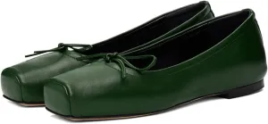 Women Vintage Square Toe Ballet Flats Bow Slip On Satin Flats Comfortable Matte Leather Metallic Flats Office Ladies Work Flat Heel Dress Shoes Club Driving Flat Shoes Spring 4-11 M US