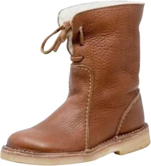 Women Waterproof Wool Lined Boots Vintage Buttery-Soft Wool Lined Boots PU Leather Snow Ankle Boots for Men