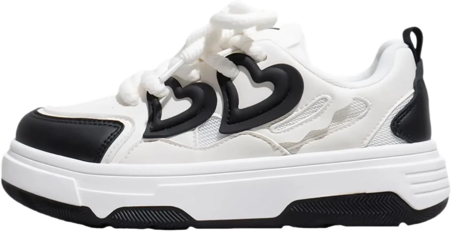 Women's 3D Heart Chunky Sneakers, Platform Casual Trainers, Cute Y2K Versatile Streetwear Everyday Wear Height Boost