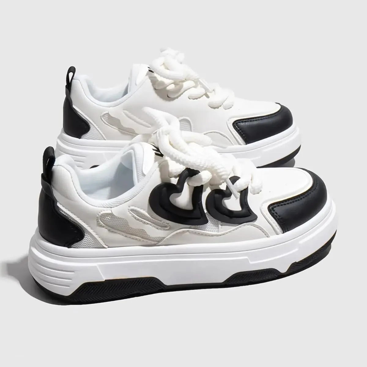 Women's 3D Heart Chunky Sneakers, Platform Casual Trainers, Cute Y2K Versatile Streetwear Everyday Wear Height Boost