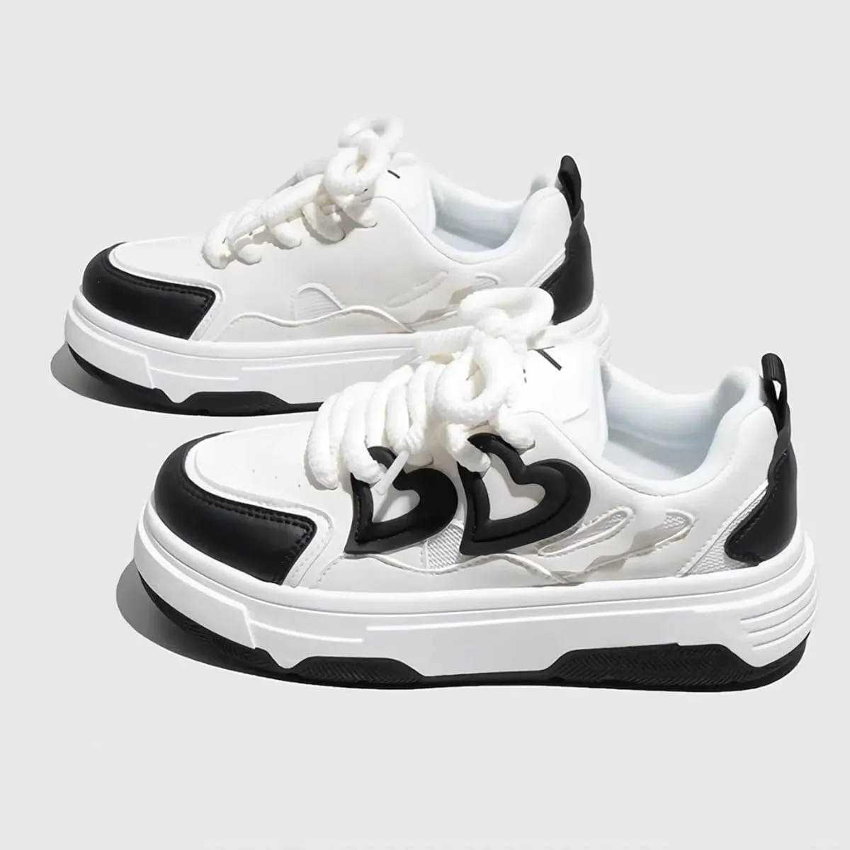 Women's 3D Heart Chunky Sneakers, Platform Casual Trainers, Cute Y2K Versatile Streetwear Everyday Wear Height Boost