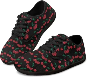 Womens Barefoot Shoes Lace Up Wide Toe Jogging Casual Sneakers Fruit Print