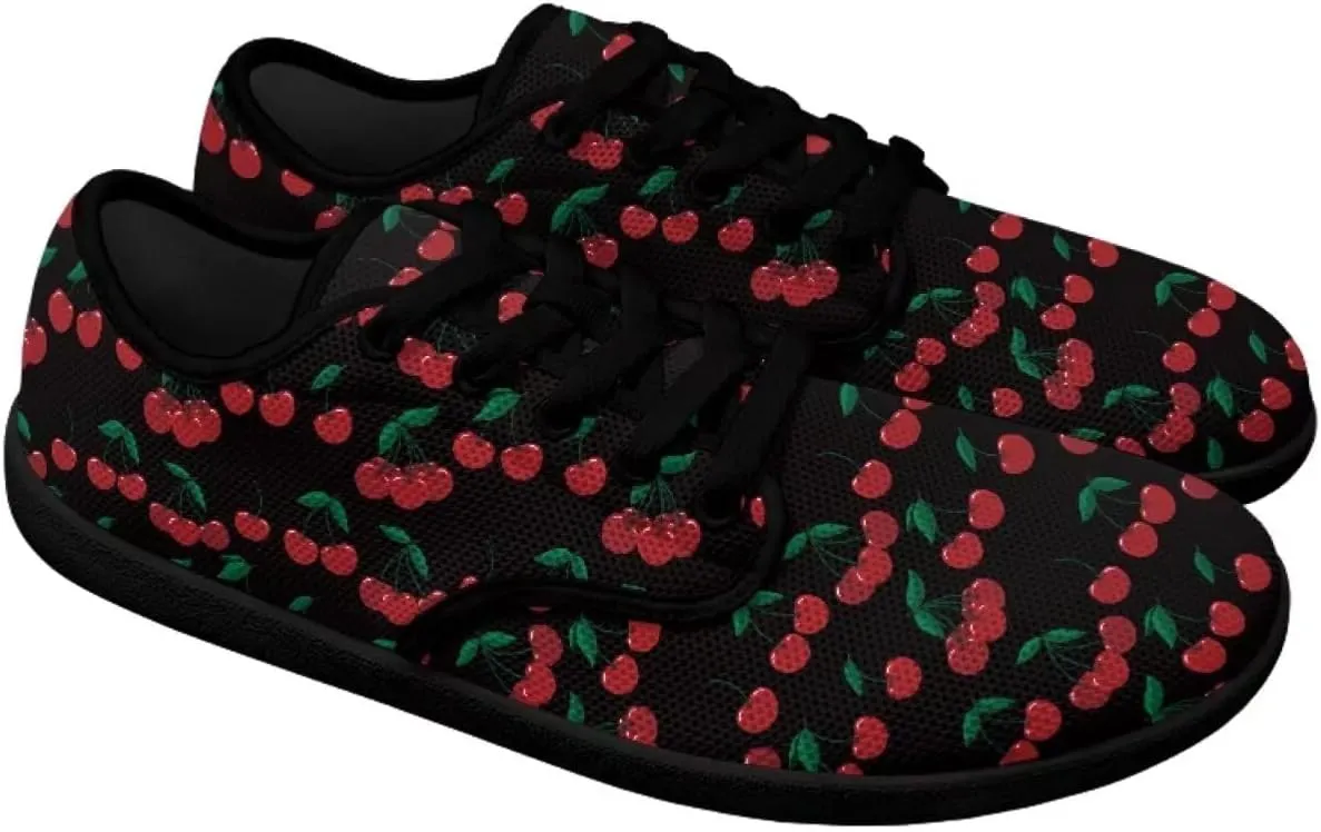 Womens Barefoot Shoes Lace Up Wide Toe Jogging Casual Sneakers Fruit Print