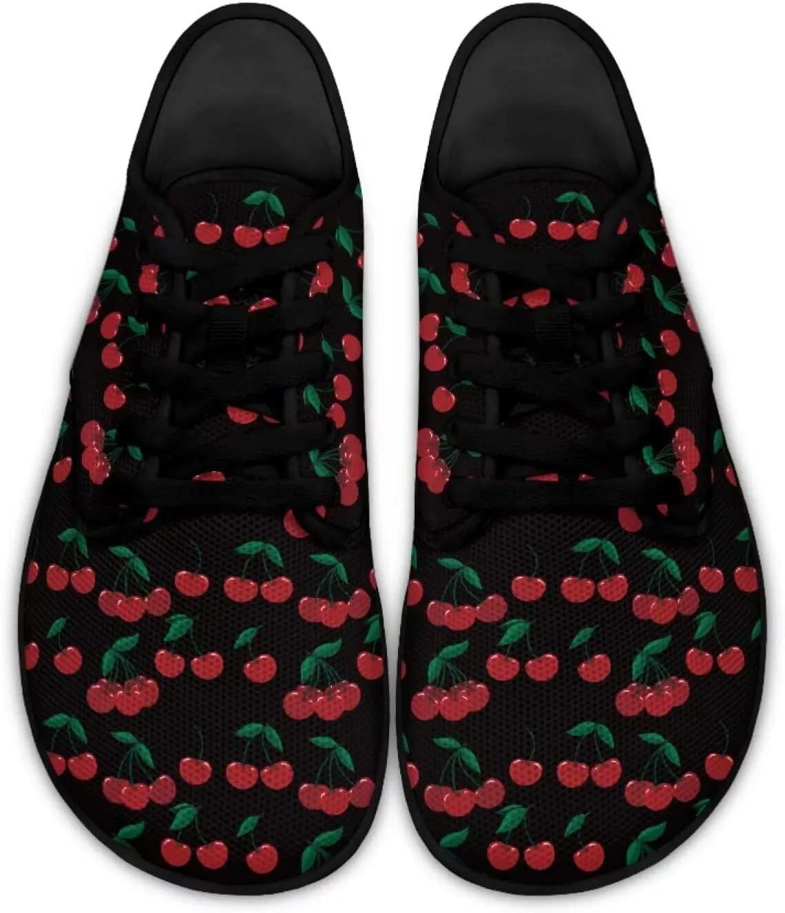Womens Barefoot Shoes Lace Up Wide Toe Jogging Casual Sneakers Fruit Print