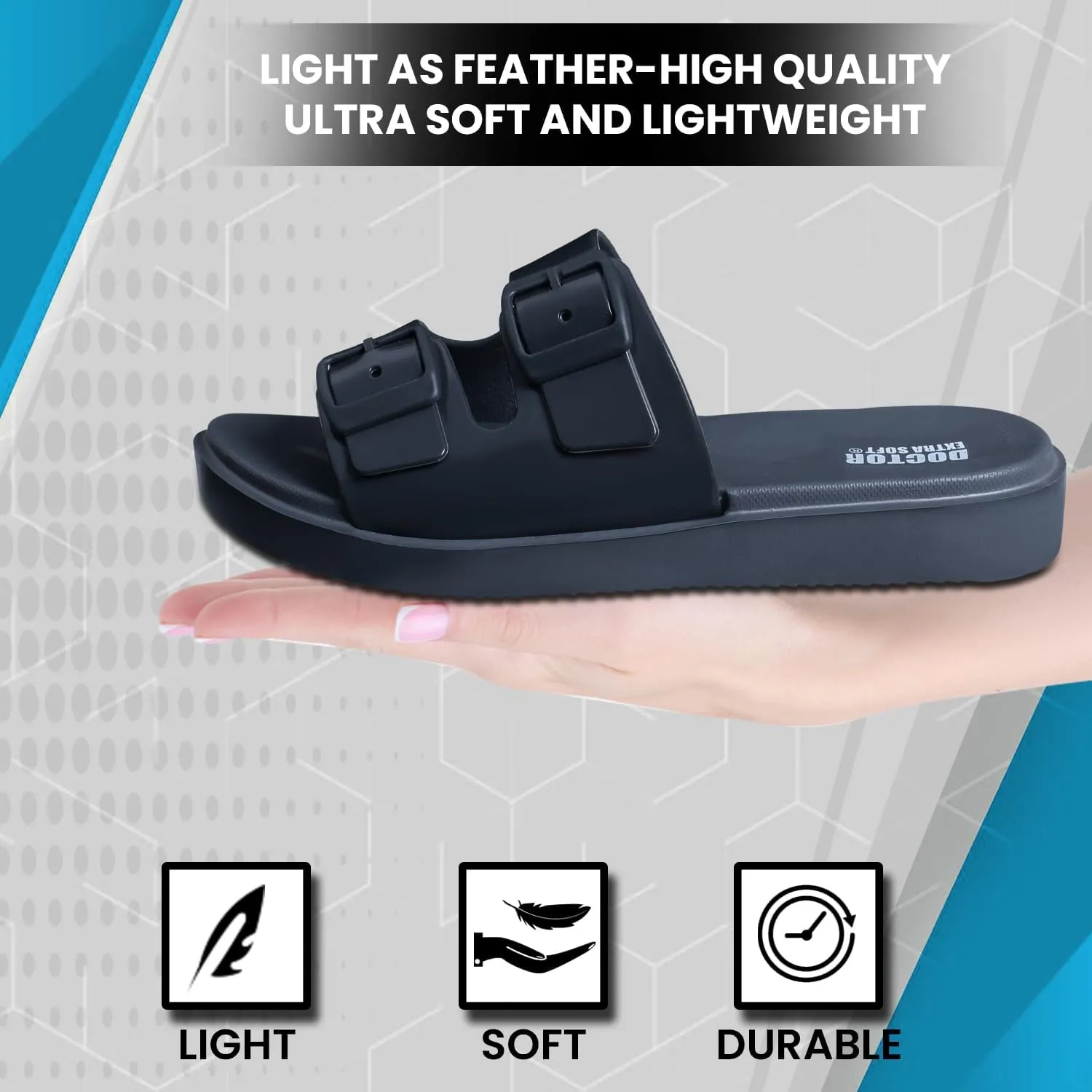 Women's Classic Cushion Sliders/Slippers with Adjustable Buckle Strap for Adult | Comfortable & LightWeight| Stylish & Anti-Skid| Waterproof & Everyday Flip Flops Ladies/Girls D-523