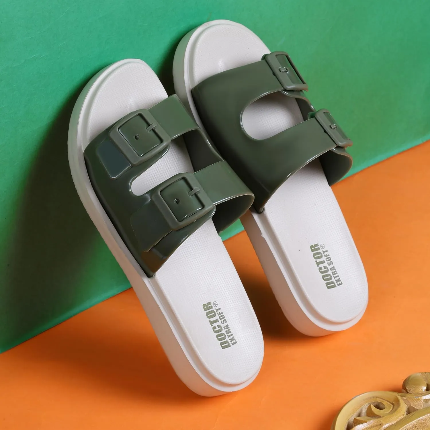 Women's Classic Cushion Sliders/Slippers with Adjustable Buckle Strap for Adult | Comfortable & LightWeight| Stylish & Anti-Skid| Waterproof & Everyday Flip Flops Ladies/Girls D-523