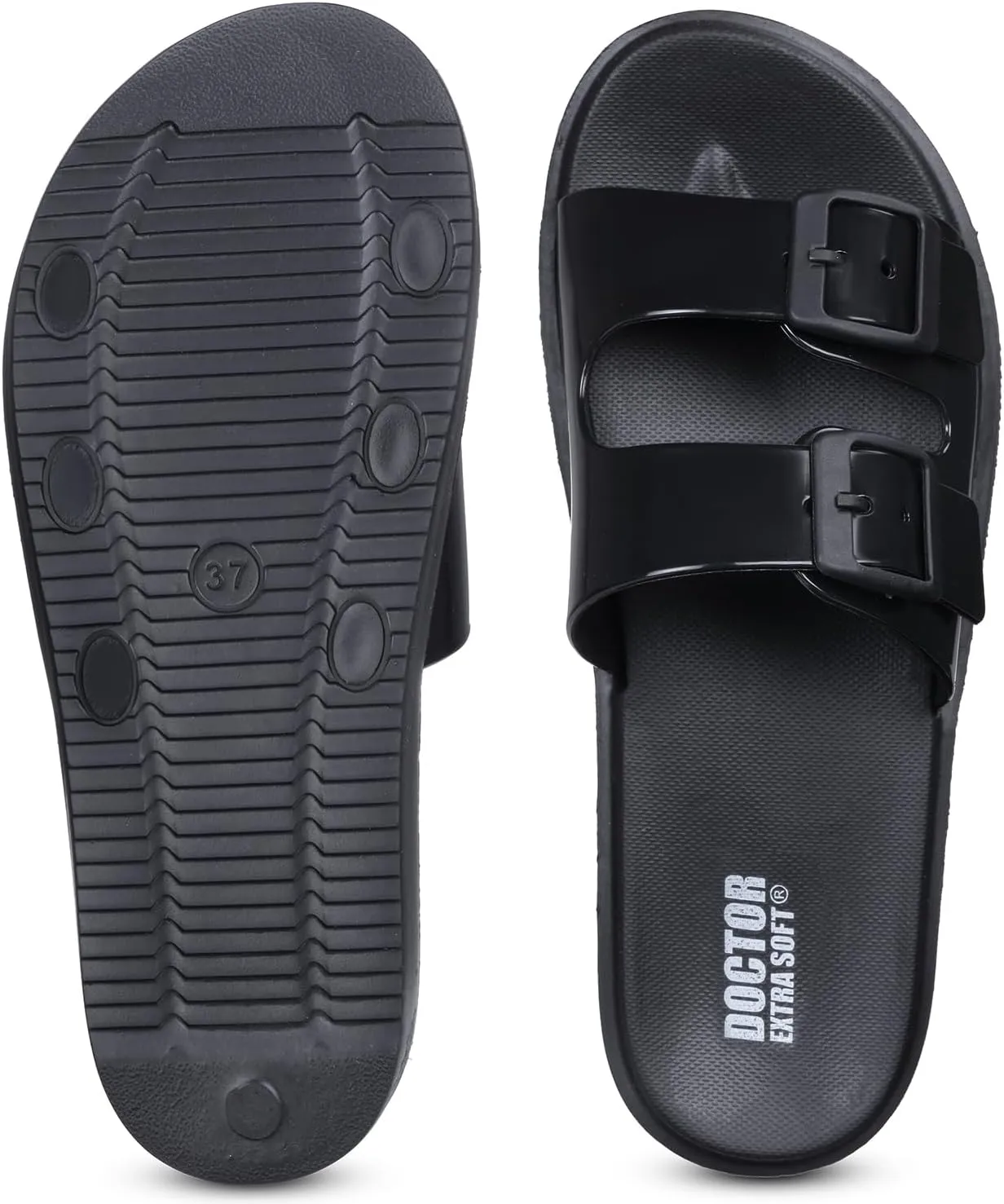 Women's Classic Cushion Sliders/Slippers with Adjustable Buckle Strap for Adult | Comfortable & LightWeight| Stylish & Anti-Skid| Waterproof & Everyday Flip Flops Ladies/Girls D-523