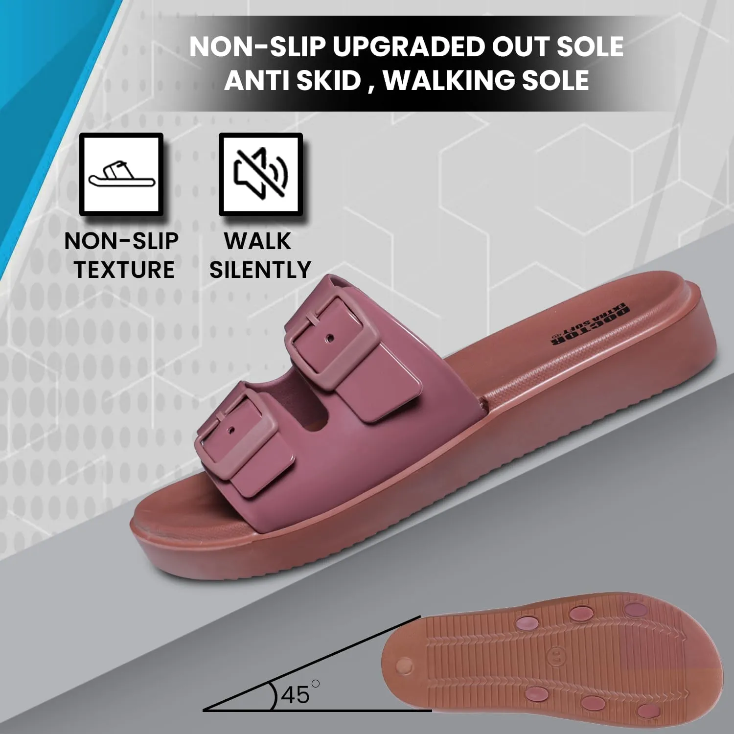 Women's Classic Cushion Sliders/Slippers with Adjustable Buckle Strap for Adult | Comfortable & LightWeight| Stylish & Anti-Skid| Waterproof & Everyday Flip Flops Ladies/Girls D-523