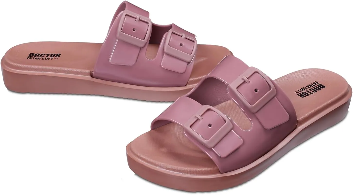 Women's Classic Cushion Sliders/Slippers with Adjustable Buckle Strap for Adult | Comfortable & LightWeight| Stylish & Anti-Skid| Waterproof & Everyday Flip Flops Ladies/Girls D-523