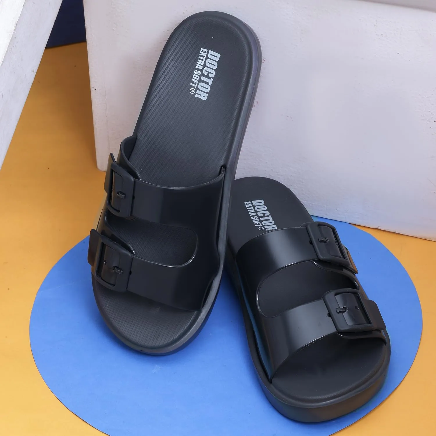 Women's Classic Cushion Sliders/Slippers with Adjustable Buckle Strap for Adult | Comfortable & LightWeight| Stylish & Anti-Skid| Waterproof & Everyday Flip Flops Ladies/Girls D-523