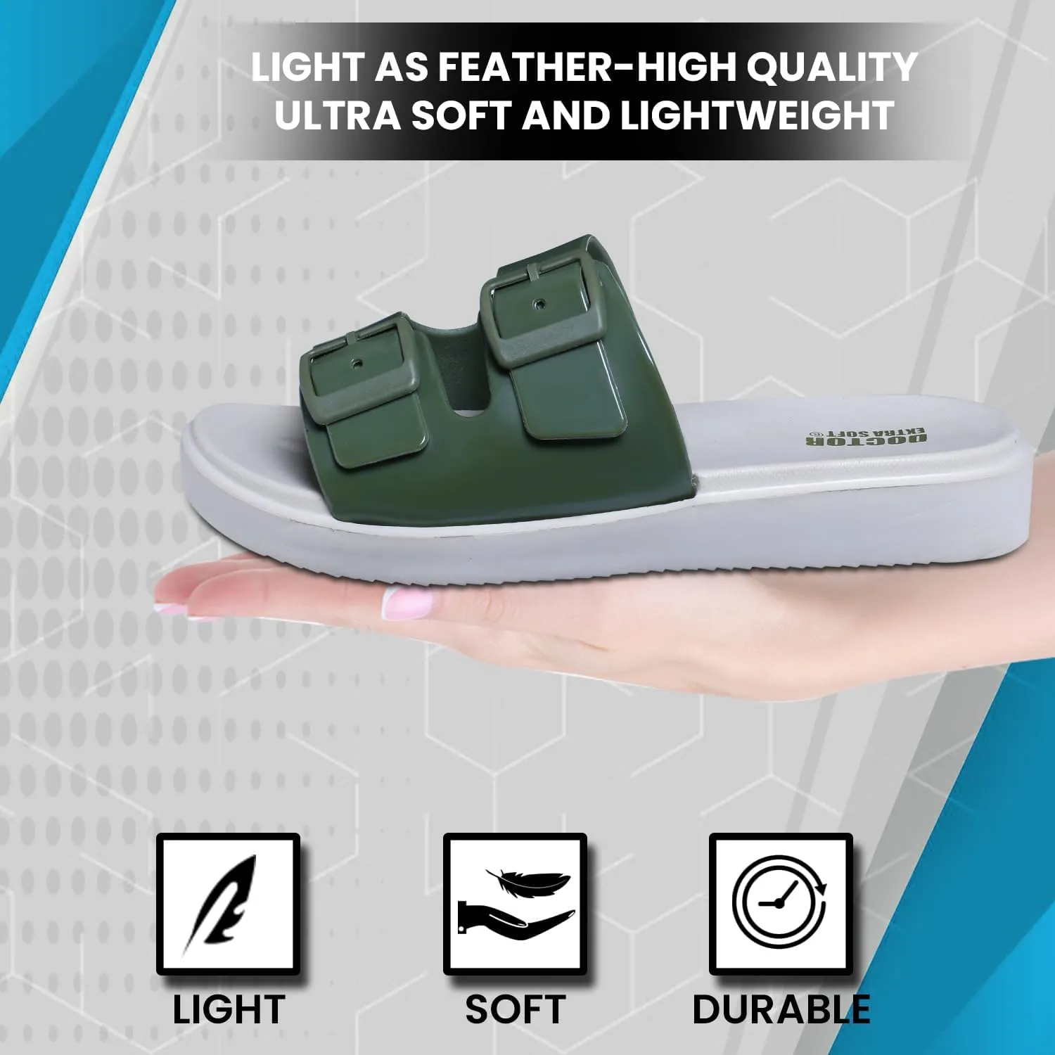 Women's Classic Cushion Sliders/Slippers with Adjustable Buckle Strap for Adult | Comfortable & LightWeight| Stylish & Anti-Skid| Waterproof & Everyday Flip Flops Ladies/Girls D-523