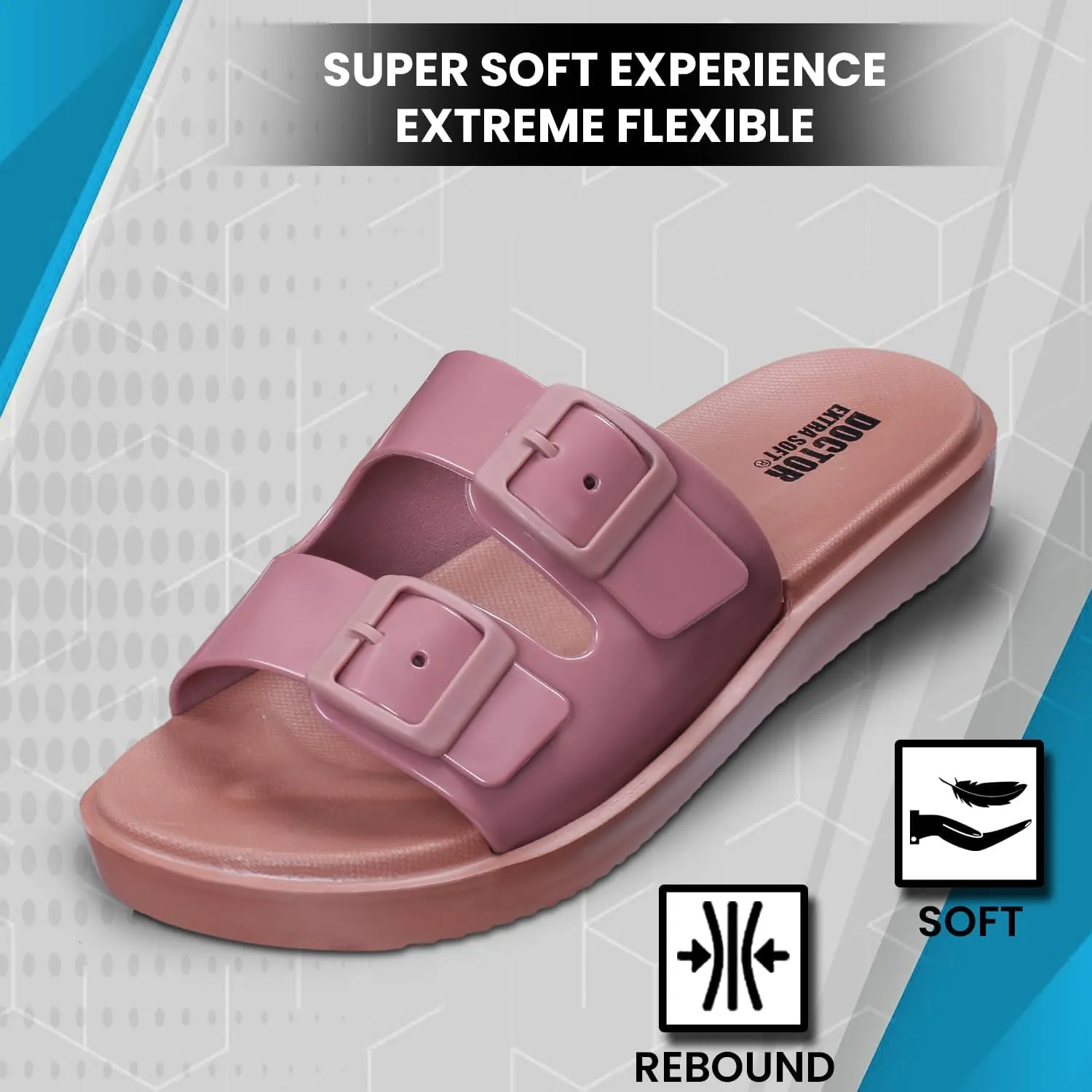 Women's Classic Cushion Sliders/Slippers with Adjustable Buckle Strap for Adult | Comfortable & LightWeight| Stylish & Anti-Skid| Waterproof & Everyday Flip Flops Ladies/Girls D-523