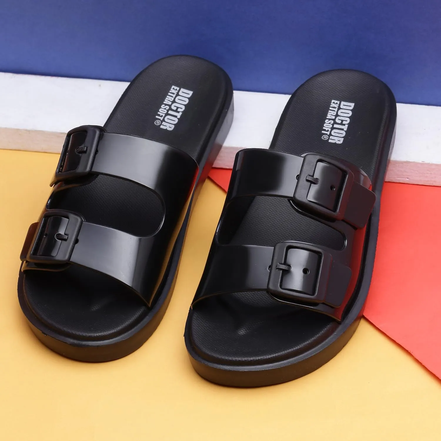 Women's Classic Cushion Sliders/Slippers with Adjustable Buckle Strap for Adult | Comfortable & LightWeight| Stylish & Anti-Skid| Waterproof & Everyday Flip Flops Ladies/Girls D-523
