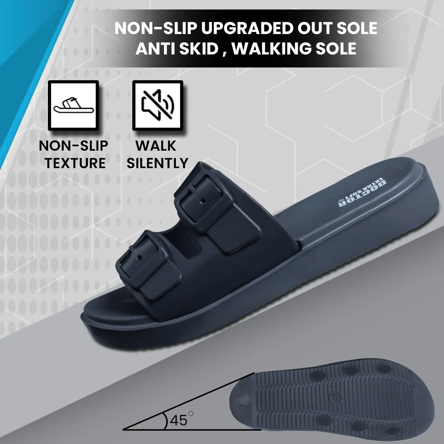 Women's Classic Cushion Sliders/Slippers with Adjustable Buckle Strap for Adult | Comfortable & LightWeight| Stylish & Anti-Skid| Waterproof & Everyday Flip Flops Ladies/Girls D-523