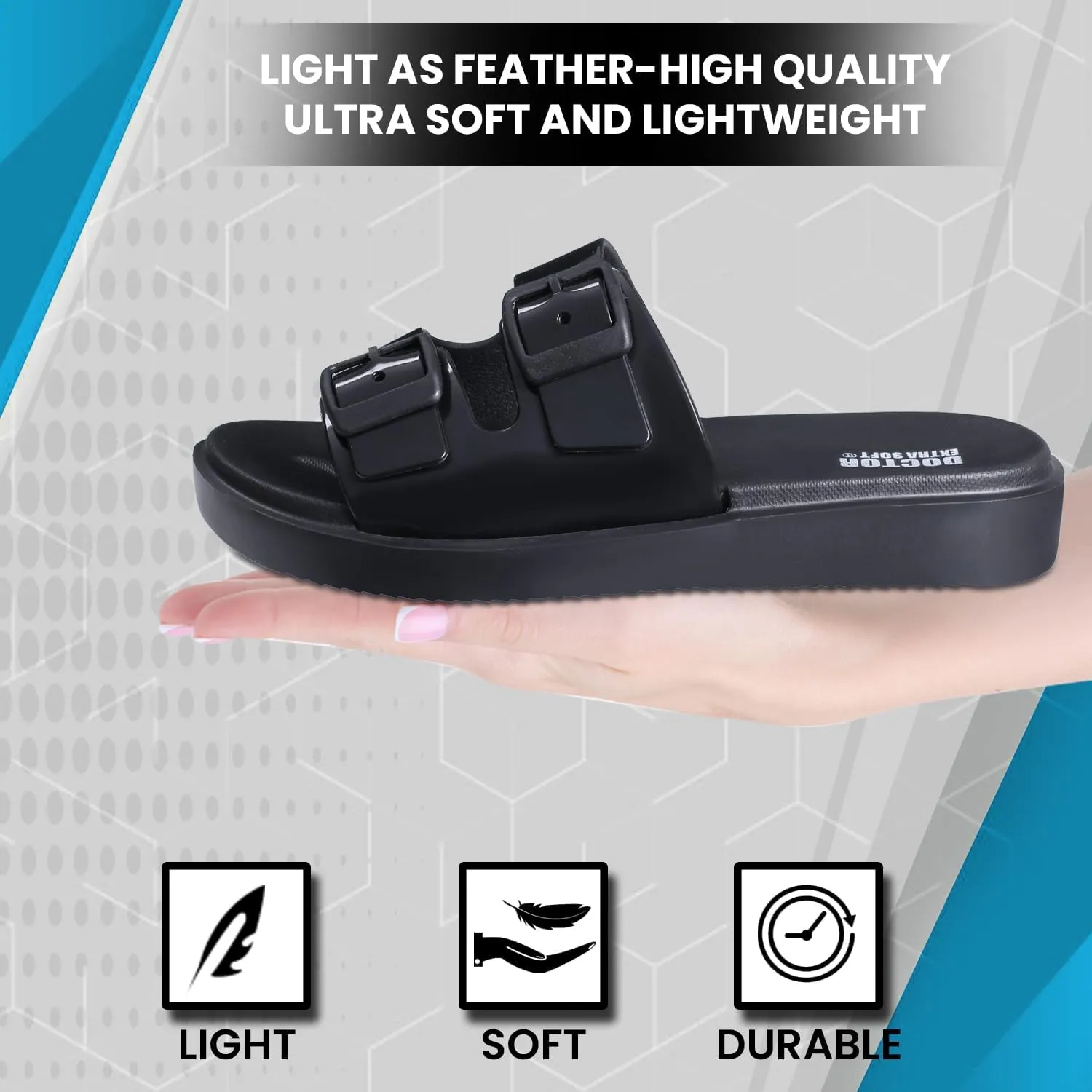 Women's Classic Cushion Sliders/Slippers with Adjustable Buckle Strap for Adult | Comfortable & LightWeight| Stylish & Anti-Skid| Waterproof & Everyday Flip Flops Ladies/Girls D-523