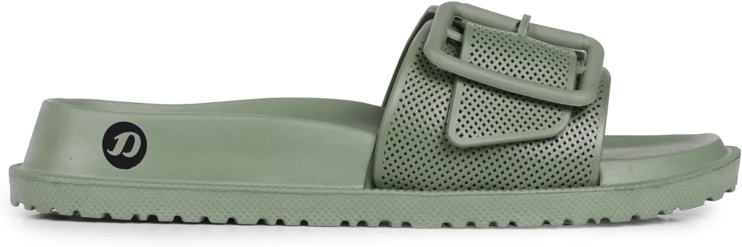 Women's Classic Cushion Sliders/Slippers with Adjustable Buckle Strap for Adult|Comfortable & LightWeight|Stylish & Anti-Skid|Waterproof & Everyday Flip Flops for Ladies/Girls D-526