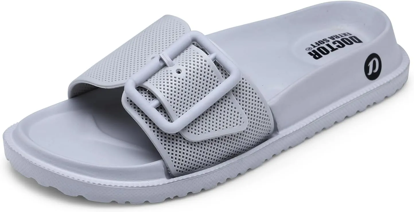 Women's Classic Cushion Sliders/Slippers with Adjustable Buckle Strap for Adult|Comfortable & LightWeight|Stylish & Anti-Skid|Waterproof & Everyday Flip Flops for Ladies/Girls D-526