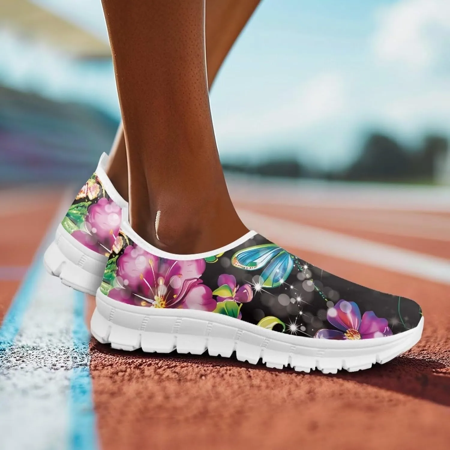 Women's Dragonfly Sneakers Casual Low Top Running Sneaker Soft Breathable Holiday Slip On Athletic Shoes for Womens