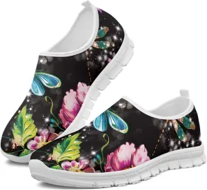 Women's Dragonfly Sneakers Casual Low Top Running Sneaker Soft Breathable Holiday Slip On Athletic Shoes for Womens