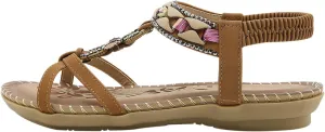 Women's Fashion Braided Flat Sandals Summer Beach Vintage Walking Flats Walking Shoes with Slingback and Soft Sole